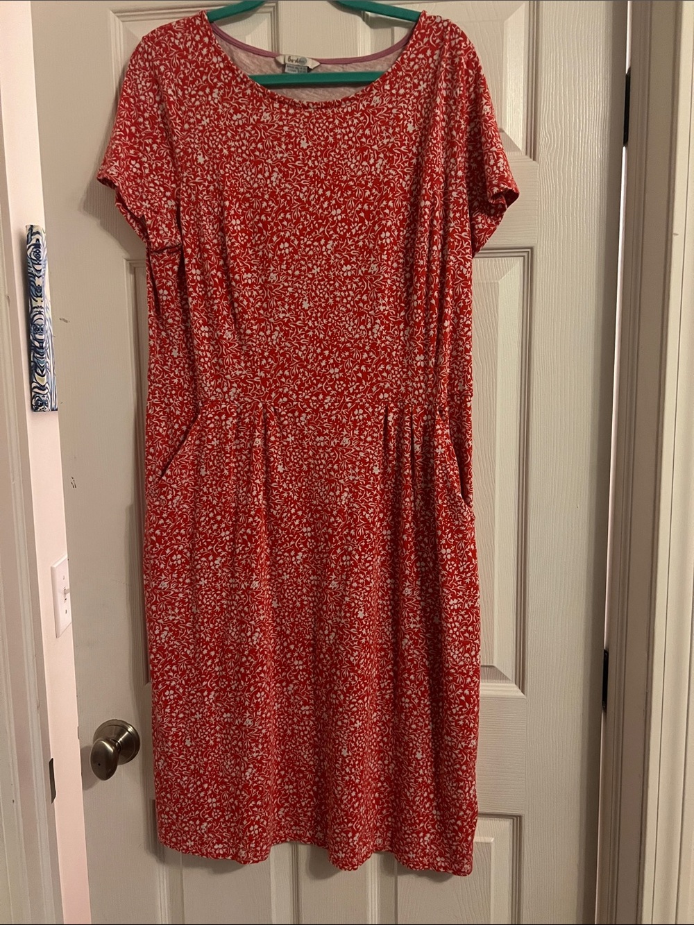 Boden Women's Red Floral Short-Sleeve Dress Size 14L